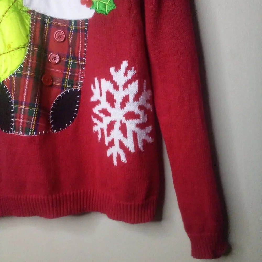 Retro Threads Sweater Christmas Holiday S Women  Long Sleeve Tree Stocking